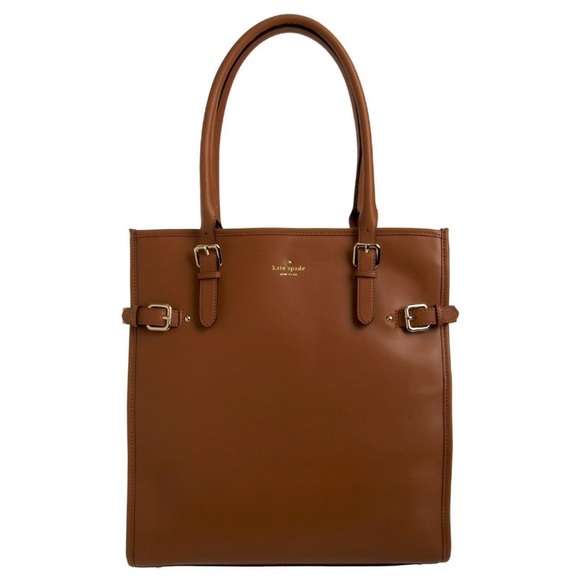 kate spade Handbags - Kate Spade Tan Leather Document Bag with Striped interior